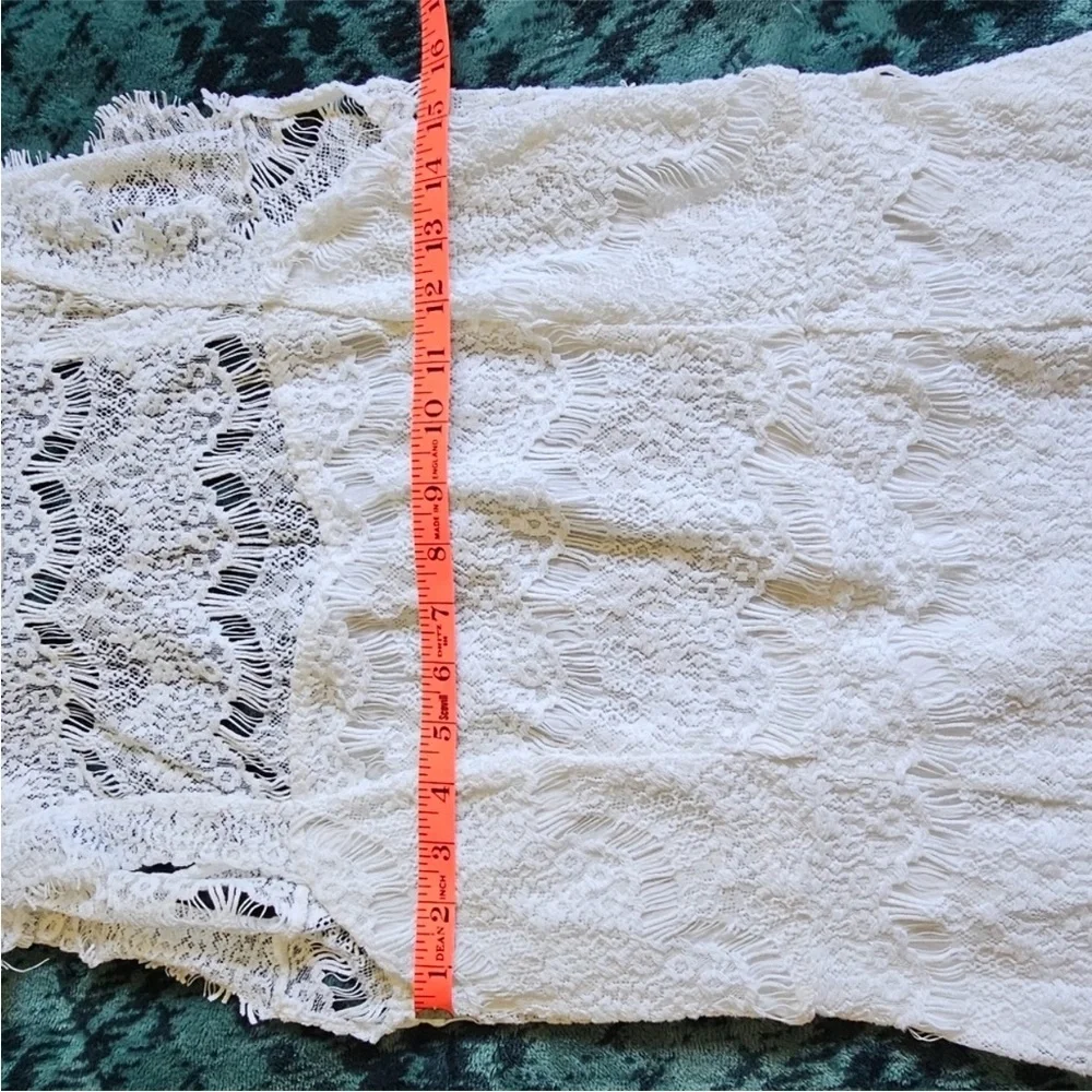 Free People Ivory Lace Mini Dress Open Back NWT Romantic Cottagecore Size Large
